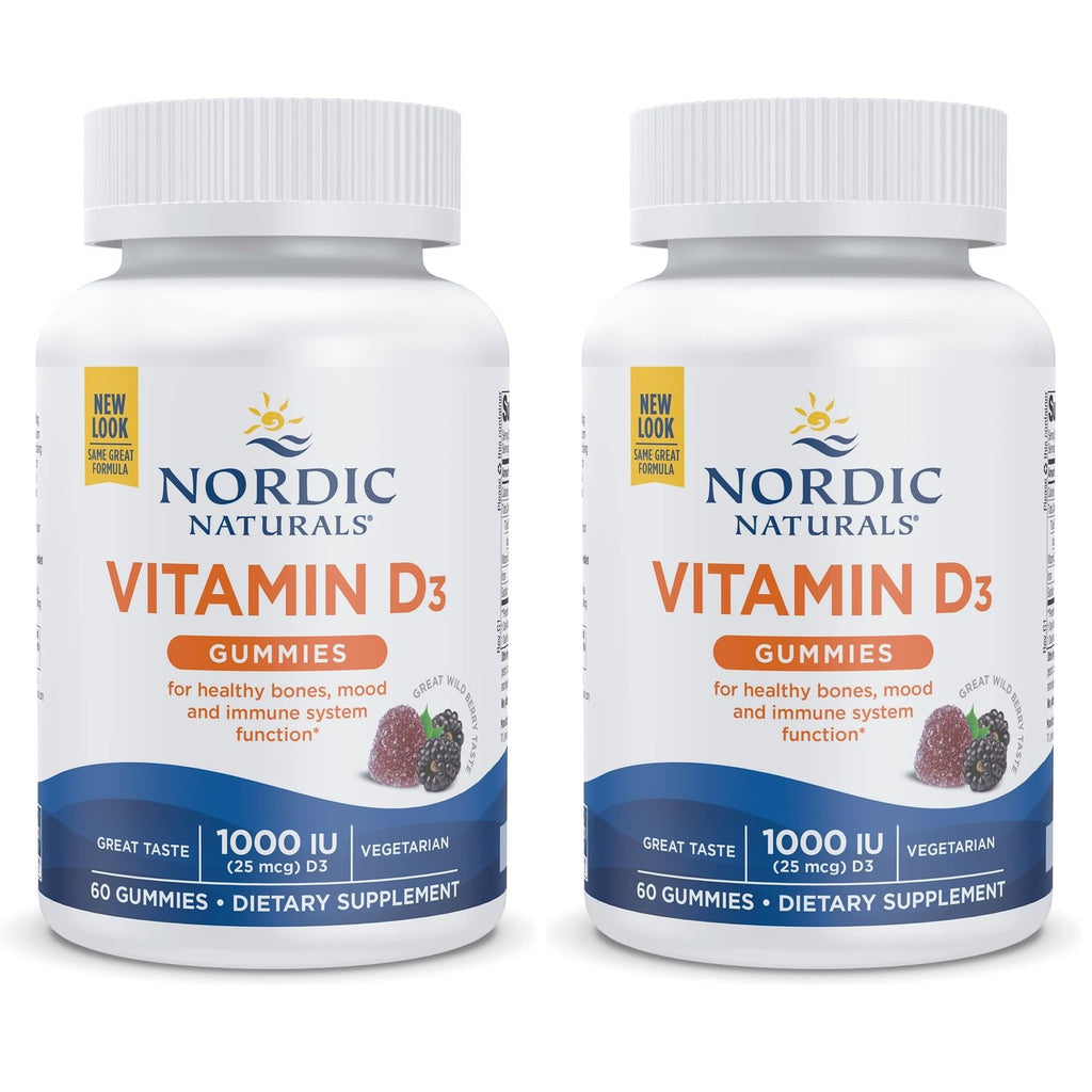 Nordic Naturals Vitamin D3 Gummies,1000 IU D3 + Iron, Wild Berry - 120 Count