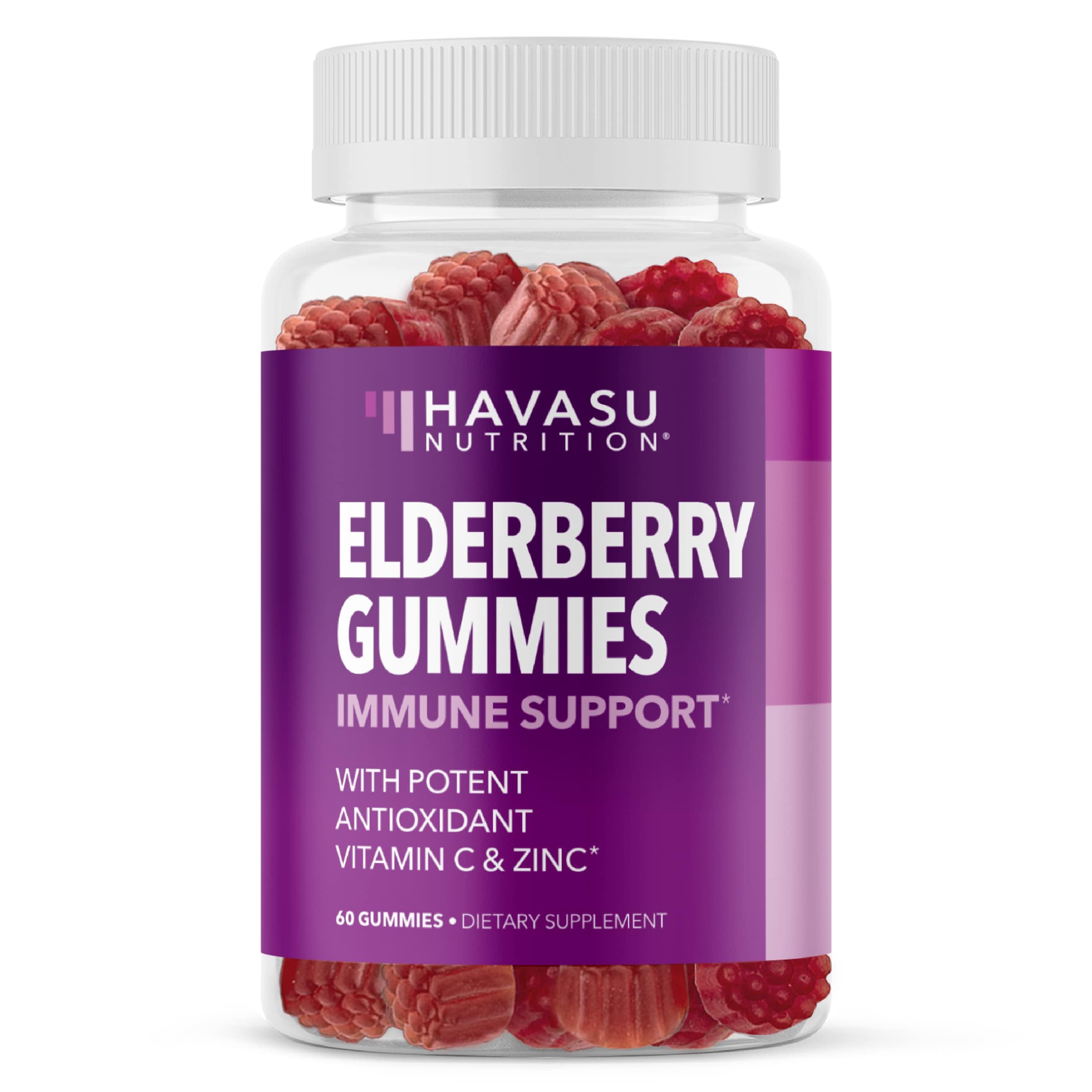 Sambucus Elderberry Gummies with Vitamin C & Zinc, Berry, 30 Servings | Vegan, Non-GMO, Gluten Free Elderberry Gummies, 100mg Extract Per Serving for Immune Support and Wellness Defense, 60 Count