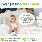 Organic Wool Dryer Balls Laundry Reusable (Set of 6) XL - 100% Pure New Zealand Wool - Natural Anti Static Fabric Softener Balls