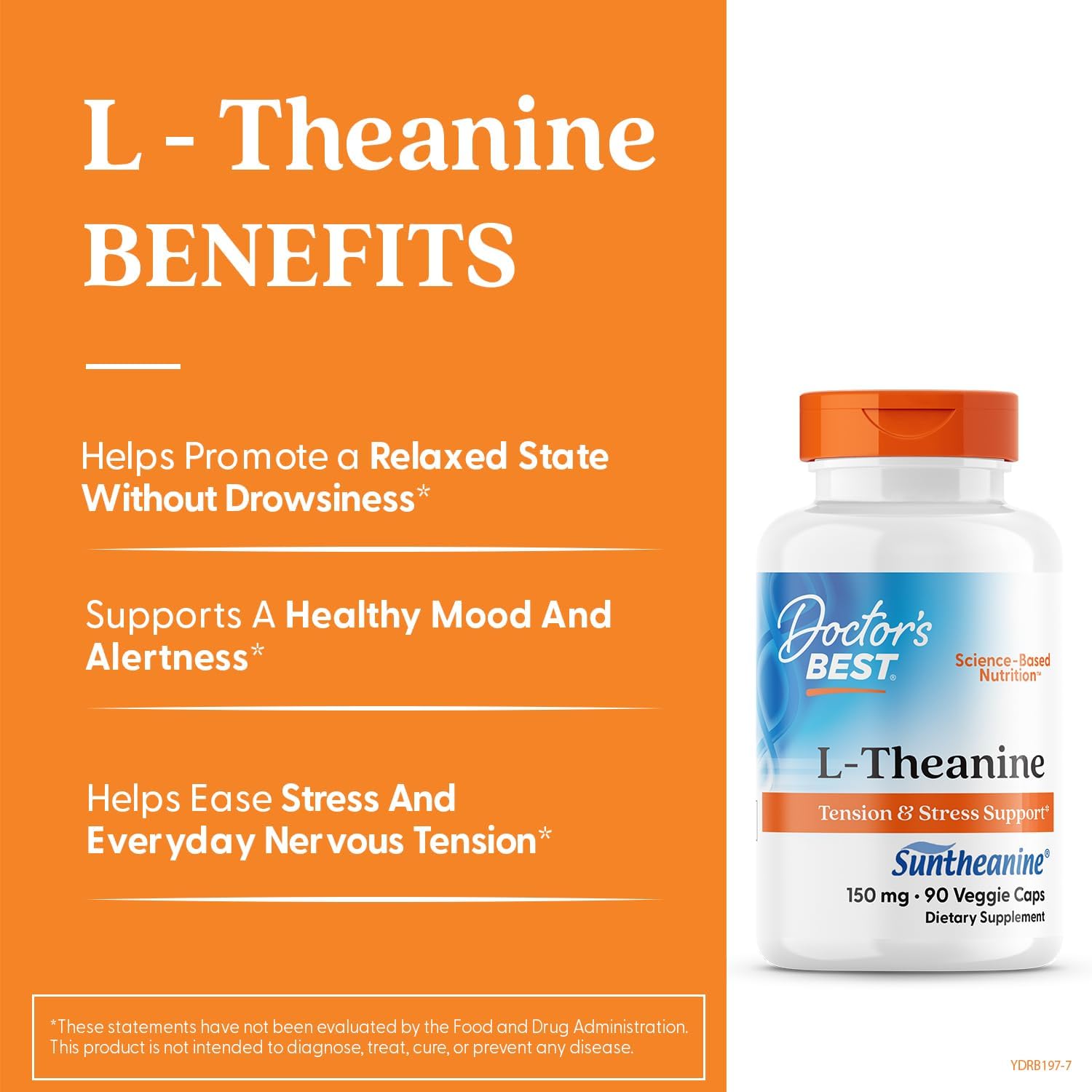 Buy now Doctor's Best L-Theanine Contains Suntheanine, Helps Reduce Stress & Sleep, Non-GMO, Gluten Free, Vegan, 150 mg (DRB-00197), 90 Count at indiglob india