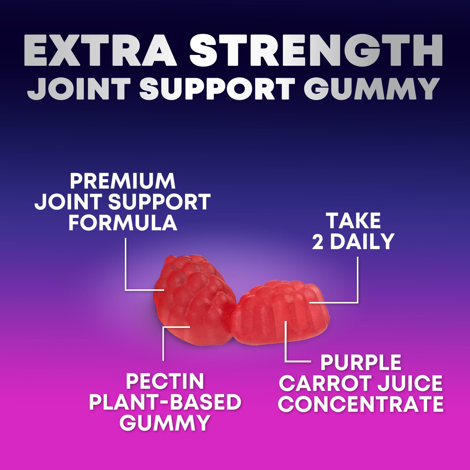 Joint Support Supplement - Extra Strength Glucosamine Gummy Supports Joints Health & Flexibility for Back, Knees, Hands - Natural Vitamin E Immune Support - Best Gummies for Women & Men - 60 Gummies