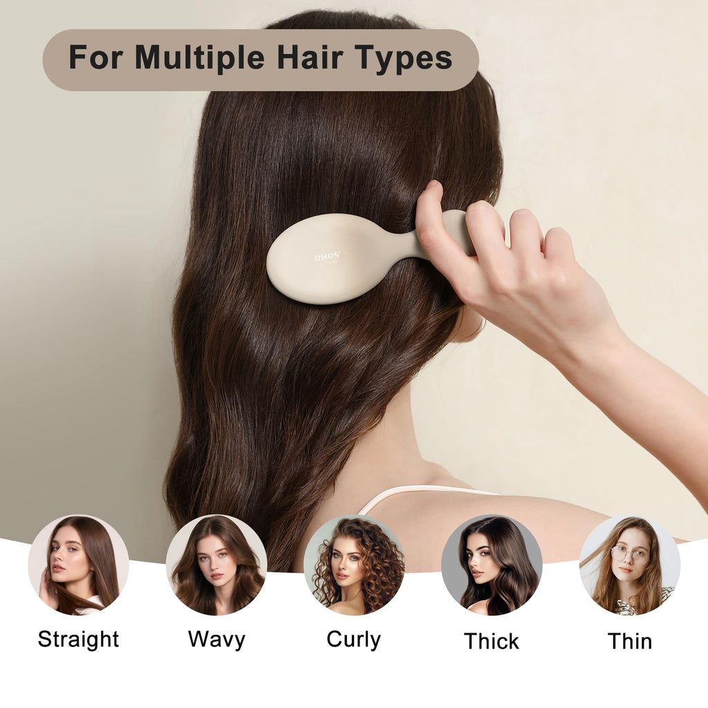 RHOS Folding Brush with mirror for women; suitable for all hair types. Available online for order.