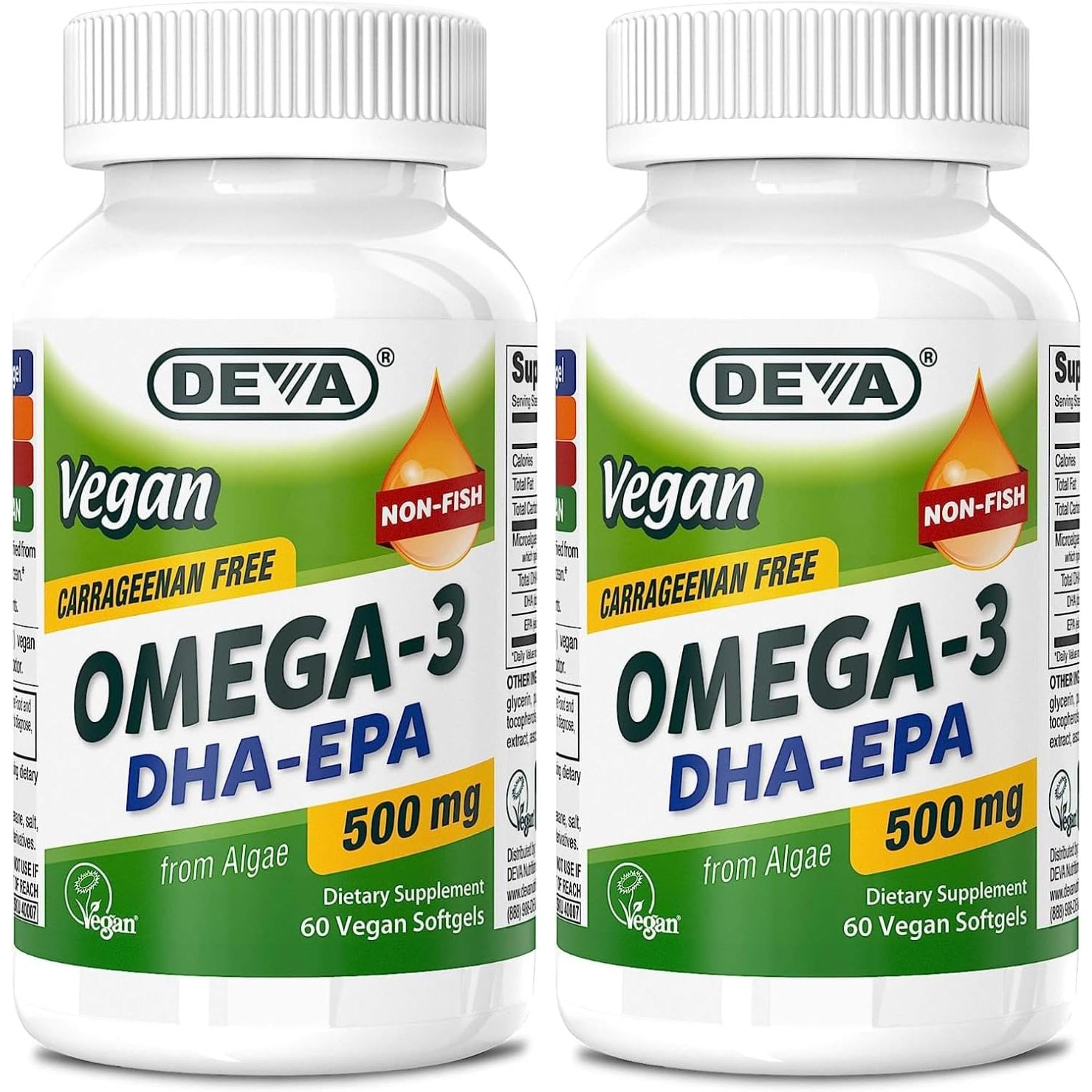 Buy now DEVA Vegan Omega-3 DHA-EPA 500MG â€“ No Carrageenan, Non-Fish Oil Derived from Algae, Non-GMO, 60 Gelatin-Free Softgels 60 Count (Pack of 2) at indiglob india