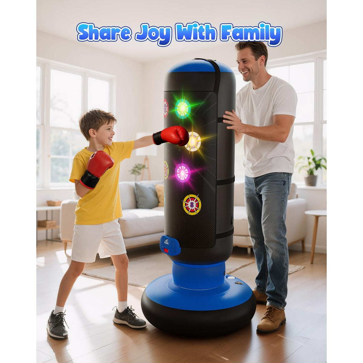 HopeRock Punching Bag for Kids,Boxing Set with Scoring, Light, Music