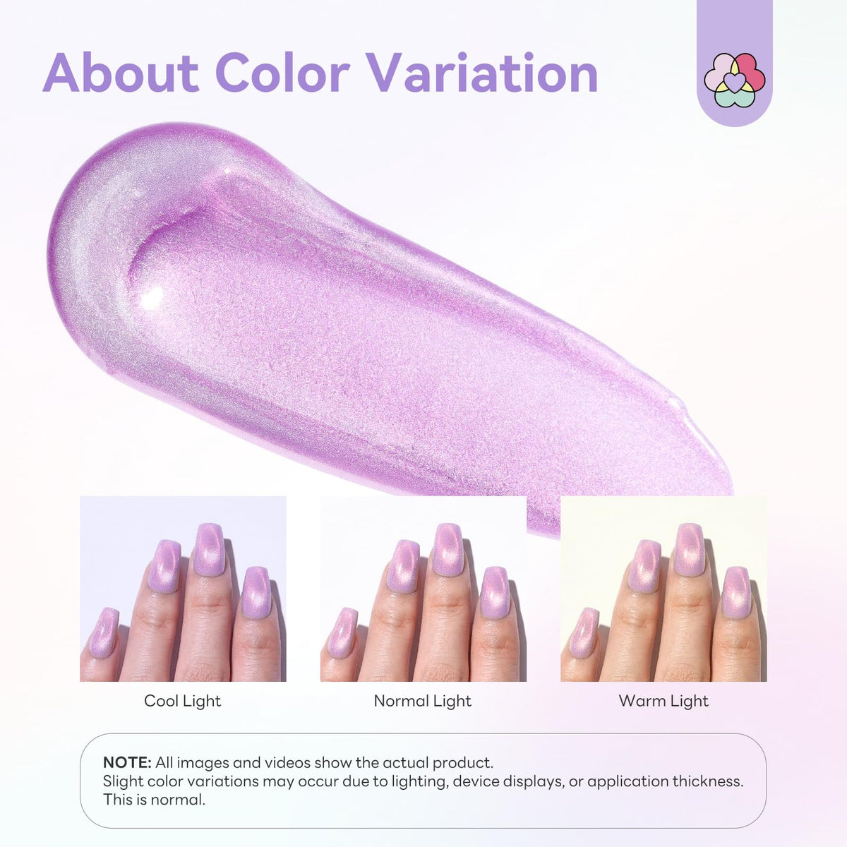 SAVILAND's premium gel nail polish pens showcase a shimmering lilac hue in varying light conditions. Ideal for stunning nails.