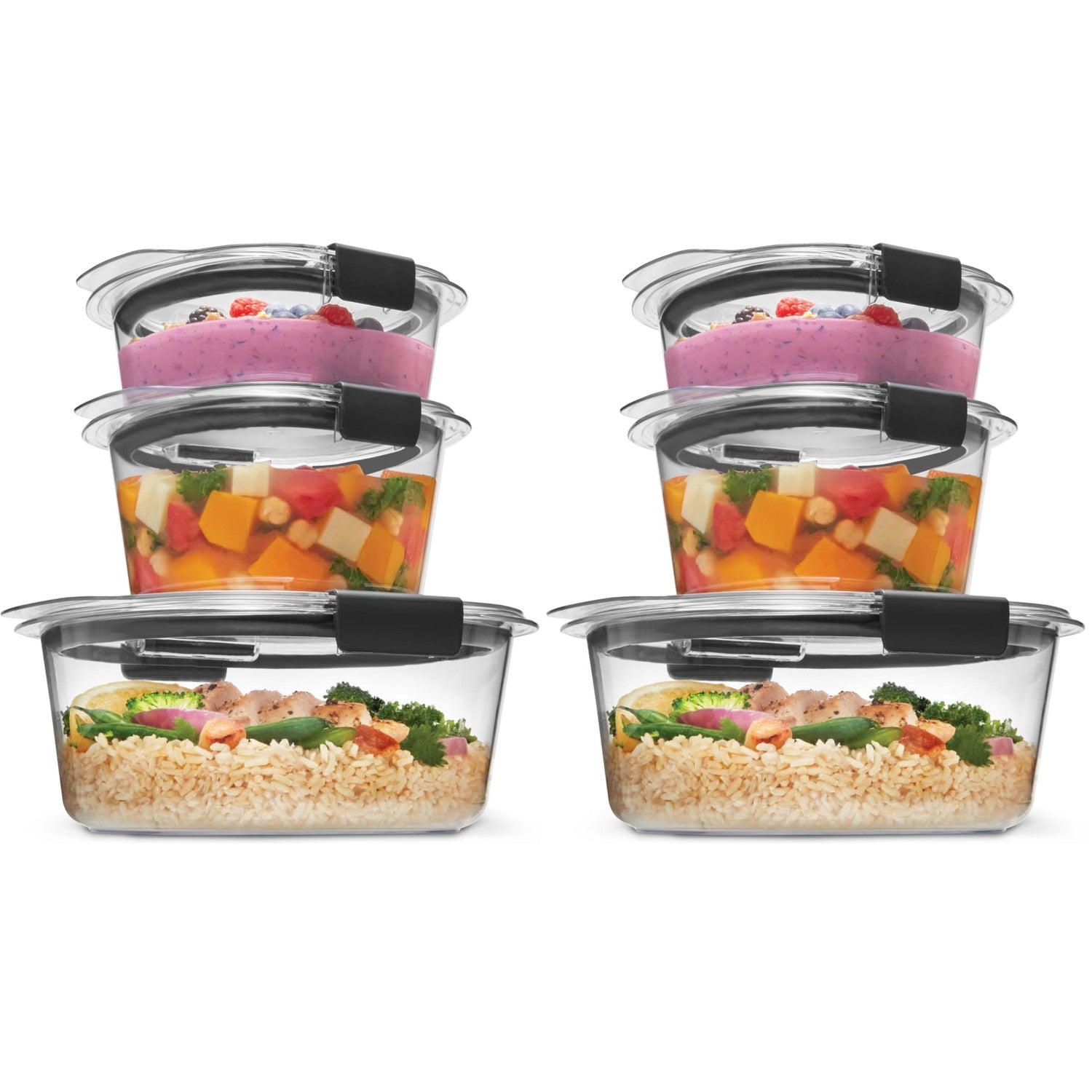 Buy now Rubbermaid Brilliance Food Storage Containers, Set of 5 (10 Pieces), BPA-Free, Leak-Proof, Clear Set of 3 Round Containers (Pack of 2) at indiglob india