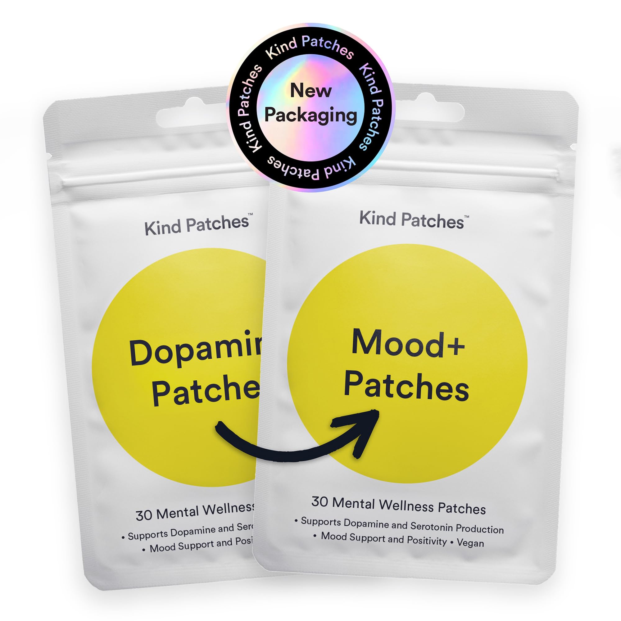 Kind Patches Mood Plus Patches, 30 Count | Mucuna Pruriens, Rhodiola, Lions Mane Extract, Vegan
