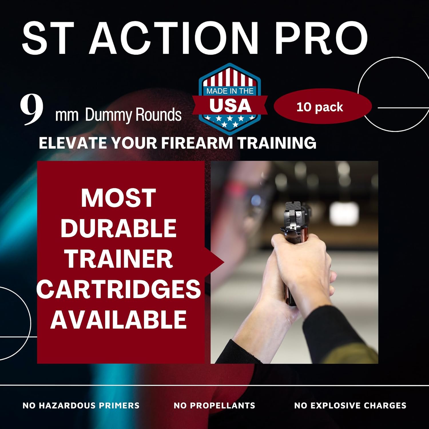 Buy now ST Action Pro 9mm Snap Caps – 10 Pack Inert Dummy Rounds for Dry Fire, Reloading & Malfunction Drills – Orange Insert, Safe & Reusable – Veteran-Owned, Manufactured in USA at indiglob india