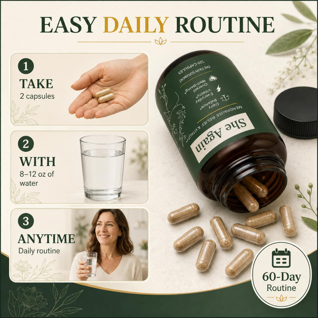 She Again Menopause Supplement for Women with Probiotics, 120 Capsules