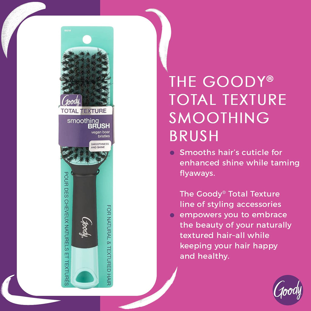 Buy now Goody x Total Texture Smoothing Brush - Vegan Boar Bristles Help Condition and Smooths Hair Cuticles for Enhanced Shine Shine - For Natural and Textured Hair - Non-Slip Grip at indiglob india