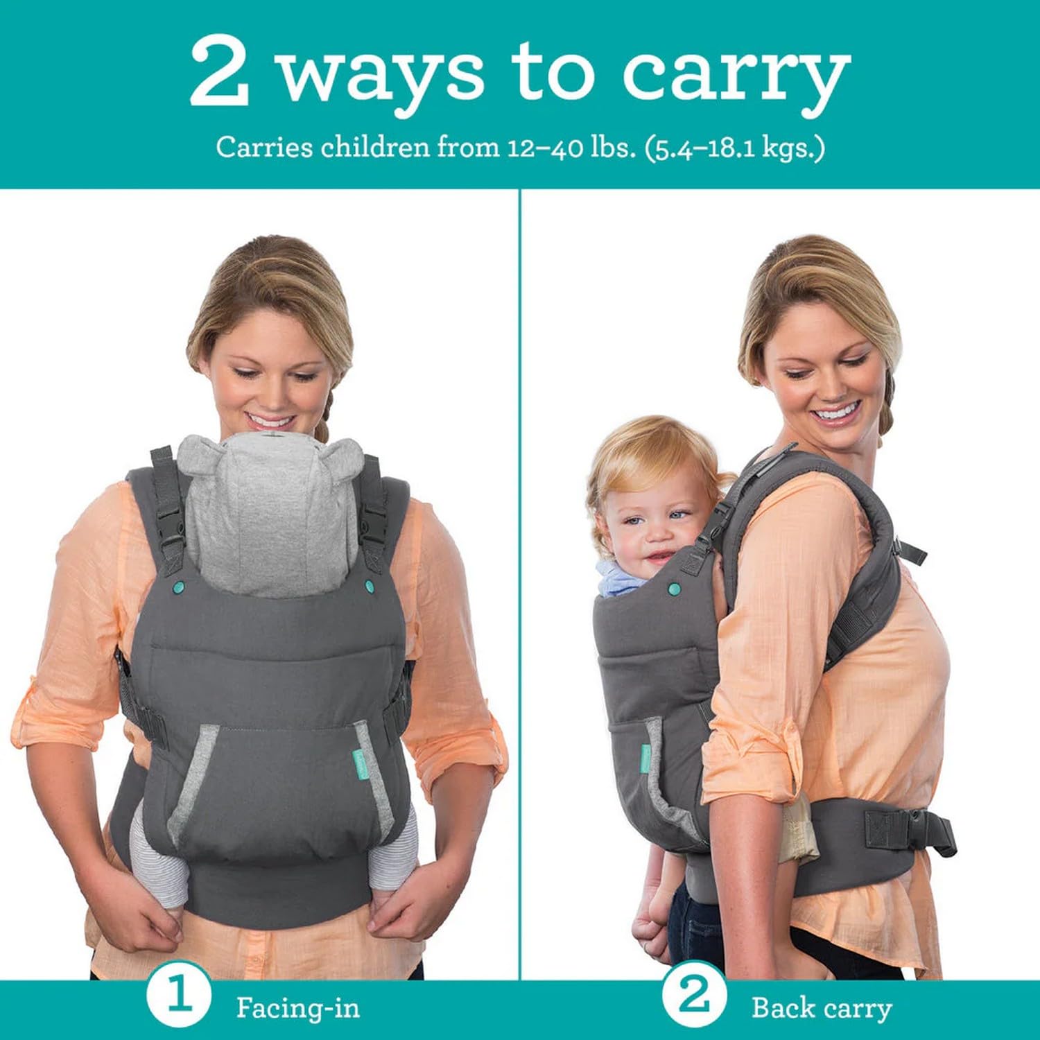 Buy now Infantino Cuddle Up Carrier - Ergonomic Bear-Themed face-in Front Carry and Back Carry with Removable Character Hood for Infants and Toddlers 12-40 lbs at indiglob india