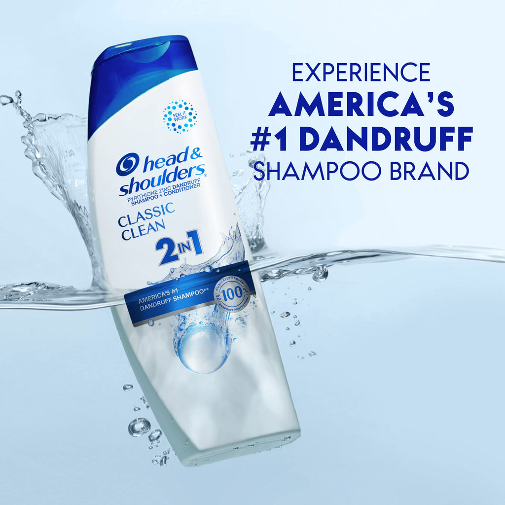 Head & Shoulders Classic Clean 2-in-1 Anti-Dandruff Shampoo and Conditioner, Travel Size, 72-Hour Protection, 8.45 fl oz
