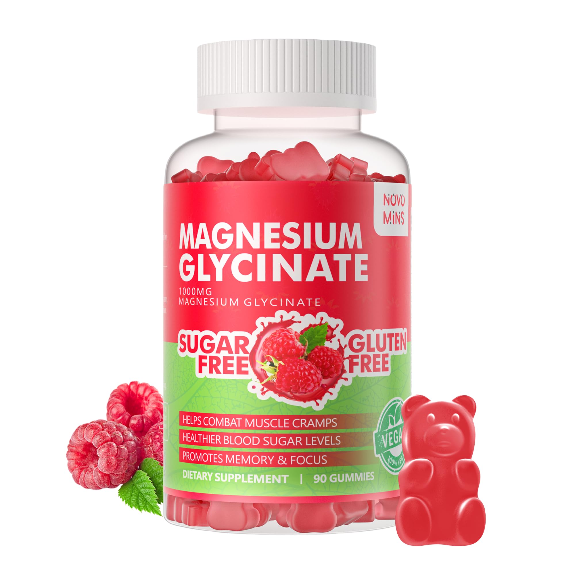 90 CT Magnesium Glycinate Gummies 1000mg - Sugar Free Magnesium Potassium Supplement with Vitamin D, B6, CoQ10 for Calm Mood & Sleep Support - 90 Mango Pineapple Gummies