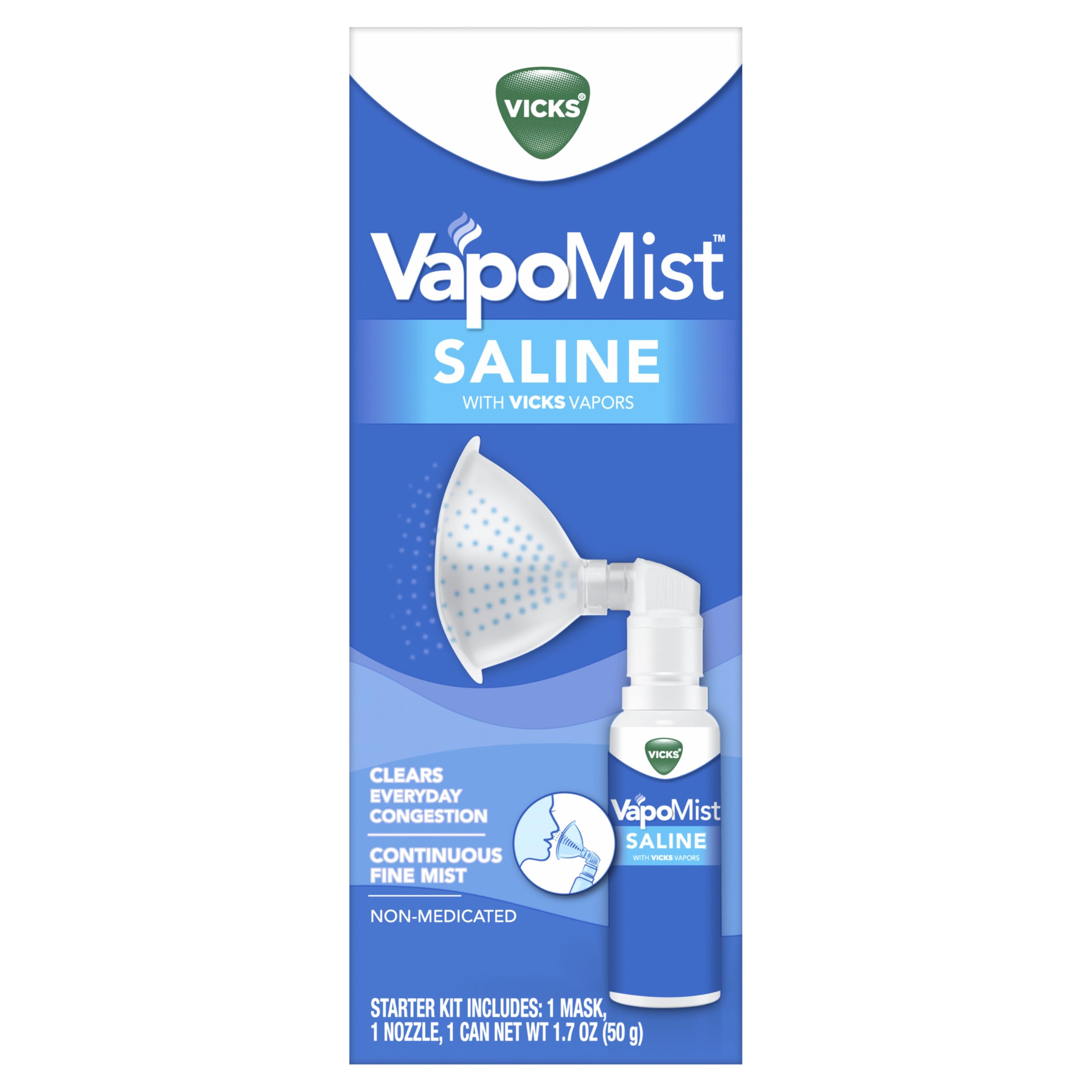 Buy now Vicks VapoMist Saline, Gentle Saline Mist with Soothing Vicks Vapors, Non- Medicated, 1.7 oz at indiglob india