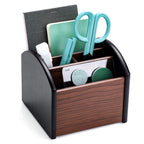 MaxGear Remote Control Holder Caddy, Wooden Desk Organizer, 4 Compartments