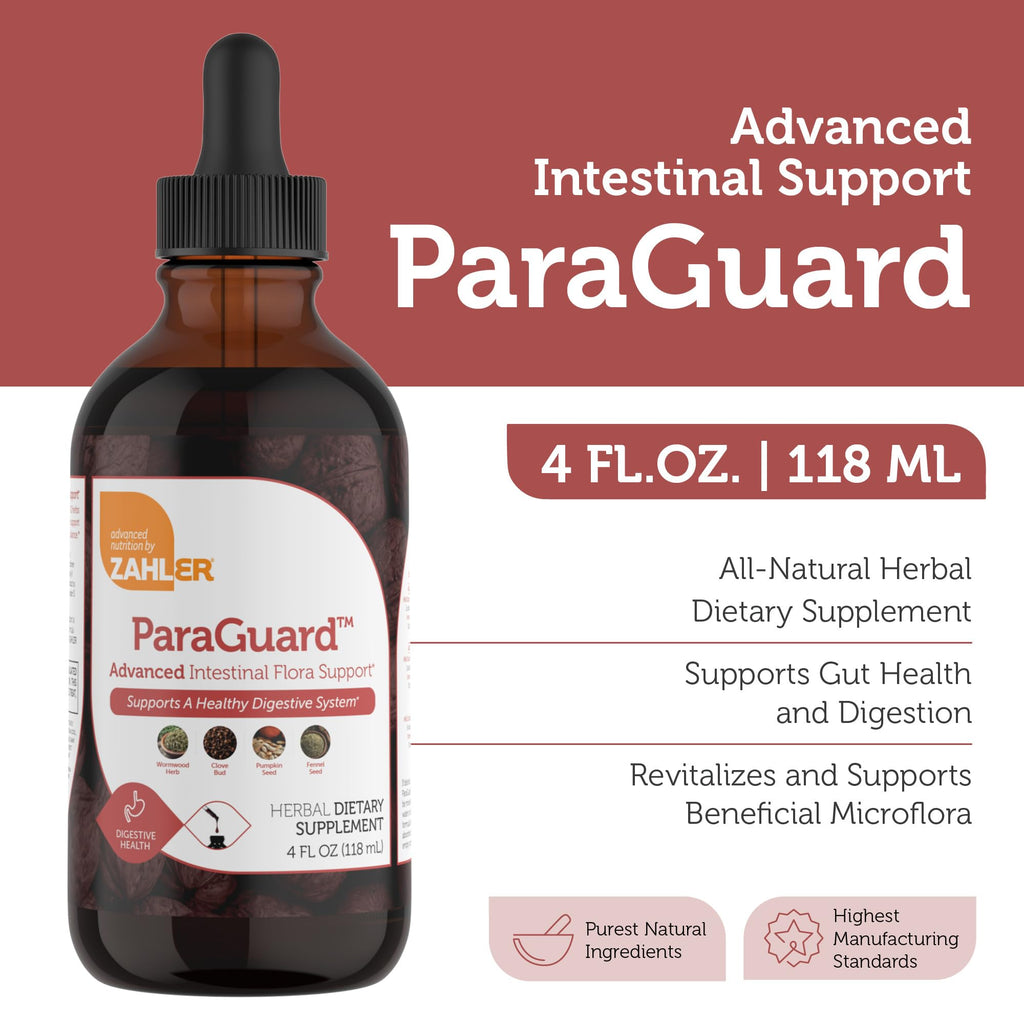 Zahler - ParaGuard Liquid Drops - Gut Health Supplement - Formula has Wormwood, Garlic Bulb, Pumpkin Seed, Clove & More - Natural Support for Humans - Certified Kosher (4 Oz) (4 oz., Drop)