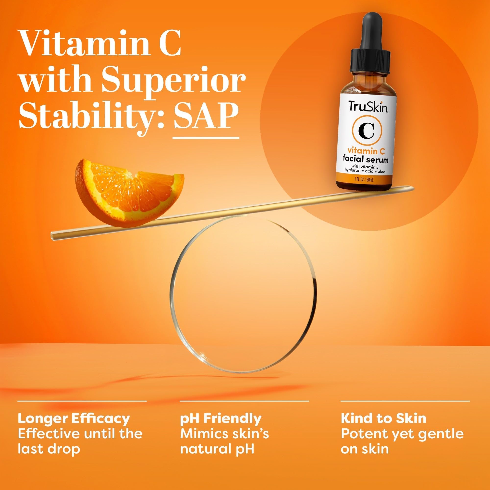 TruSkin Brightening Vitamin C Serum for Face with Hyaluronic Acid, 2 fl oz | Anti aging face serum with Vitamin E to improve the look of dark spots, fine lines, skin tone & support radiant-looking skin