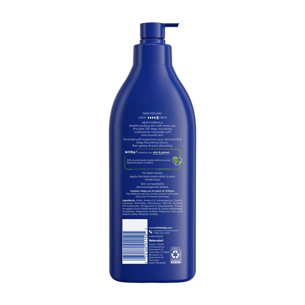 NIVEA Essentially Enriched Body Lotion, Very Dry Skin, Almond Oil, 16.9 Oz