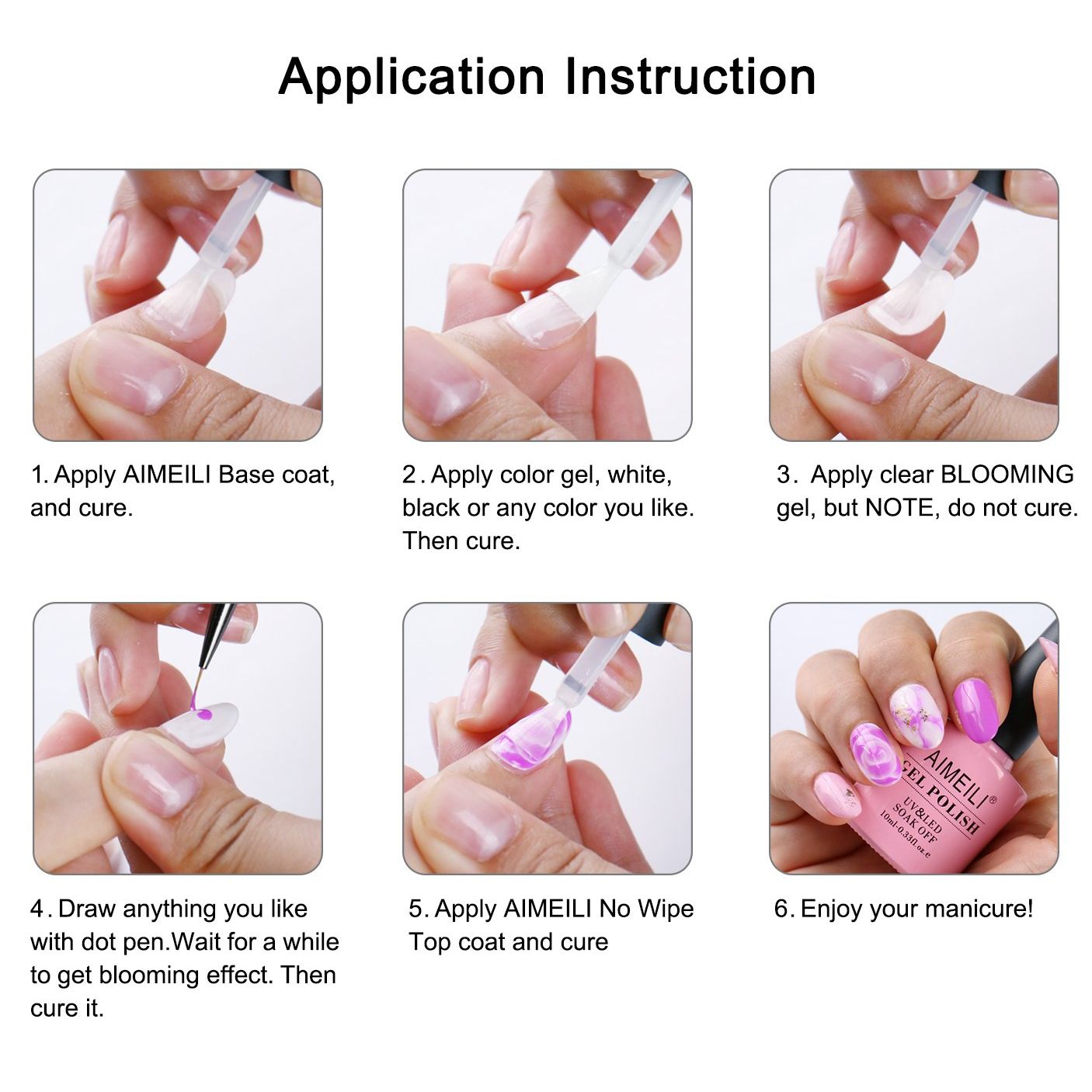 Buy now AIMEILI Nail Art Blossom Gel Nail Polish Soak Off UV LED Clear Blooming Gel Manicure 10ml at indiglob india