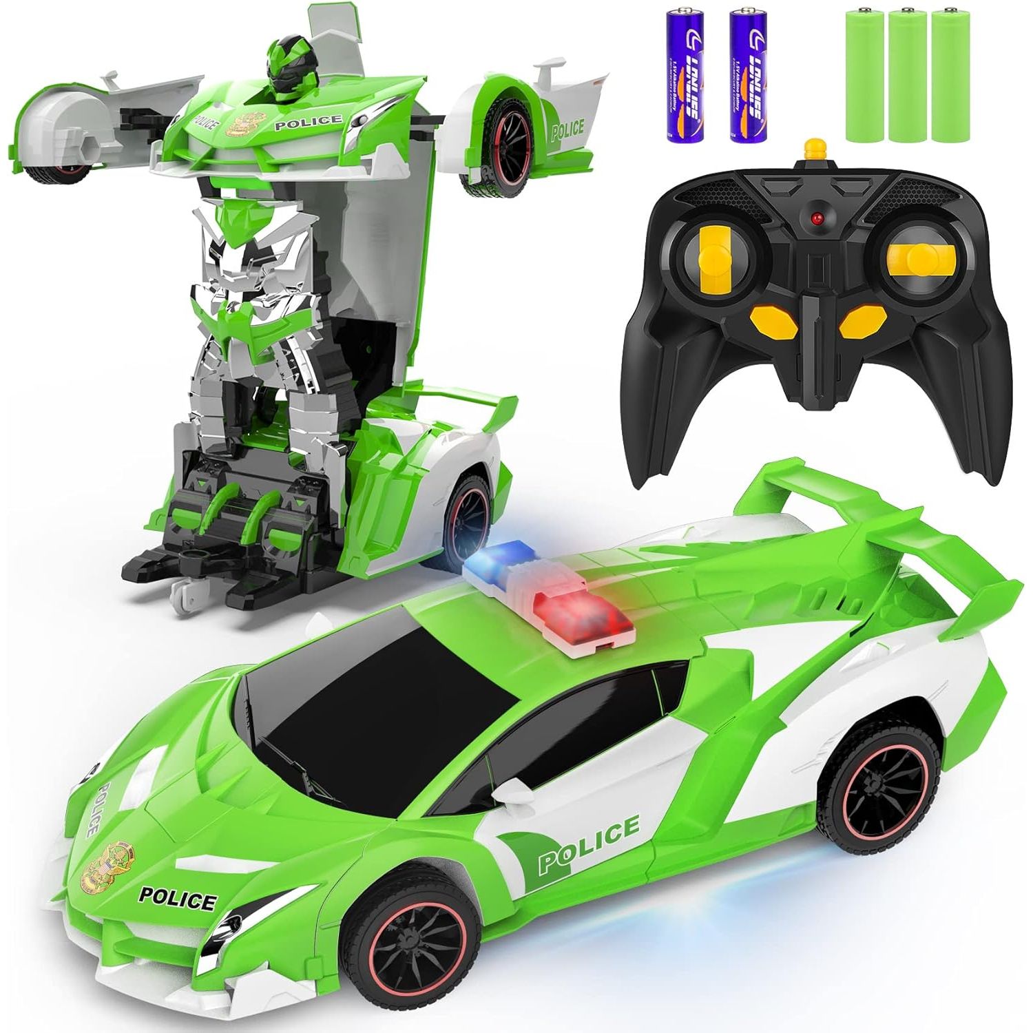 Buy now FDJ Remote Control Car - Transform Toys Car Robot, One Button Deformation to Robot with Flashing Light, 2.4Ghz 1:18 Scale Transforming Police Car Kids Toys with 360 Degree Rotating, Girls Boys Toys Green at indiglob india