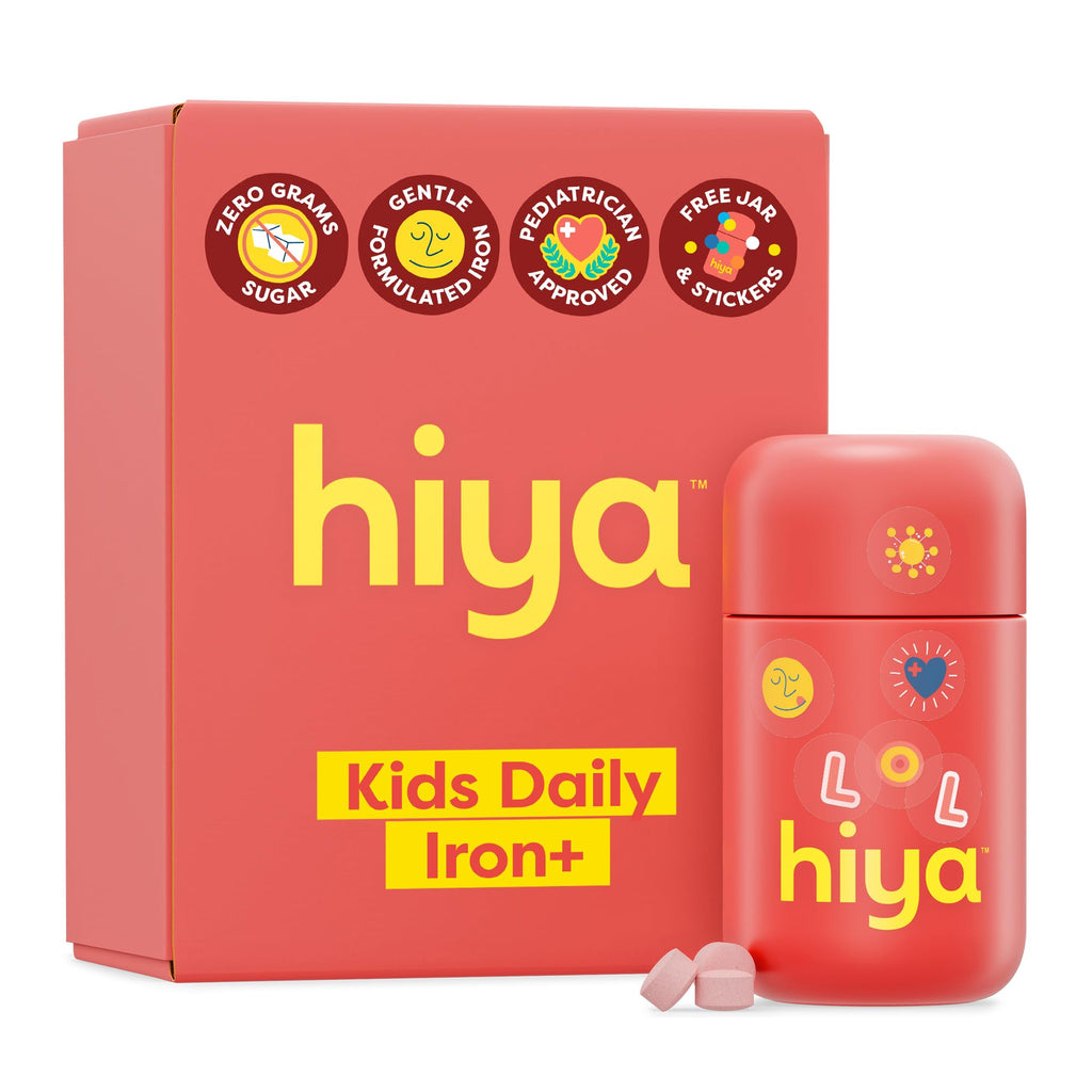 Hiya Iron+ Supplements for Kids, No Added Sugar, 60 Day Supply, Strawberry | Third Party Tested, Chewable High Absorption Iron Supplement Refill, Delicious Strawberry Flavor & Easy on Children's Stomach