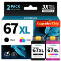 LinkDocs 67xl Ink Cartridges Combo Pack Remanufactured Replacement for HP Ink 67 Work with HP DeskJet 2855e 2800e 2755e Envy 6055e Pro 6400 6455 DeskJet 2732 2752 Printers (2-Pack Black&Tri-Color)