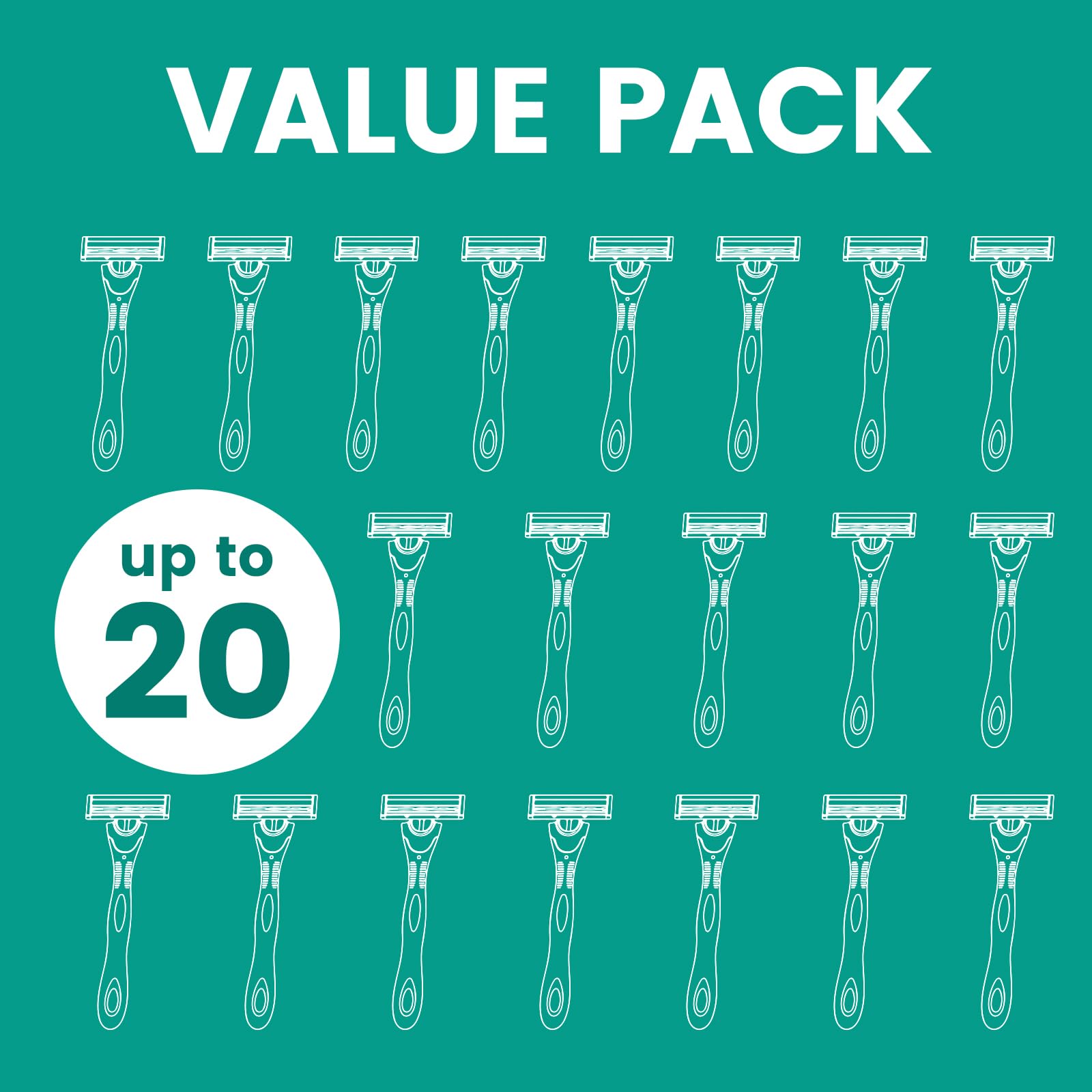 20 count Disposable Razors Blades for Men，3-Blade Razors，Bulk Stainless Steel Shavers with Lubricating Strip for Shaving Sensitive Skin