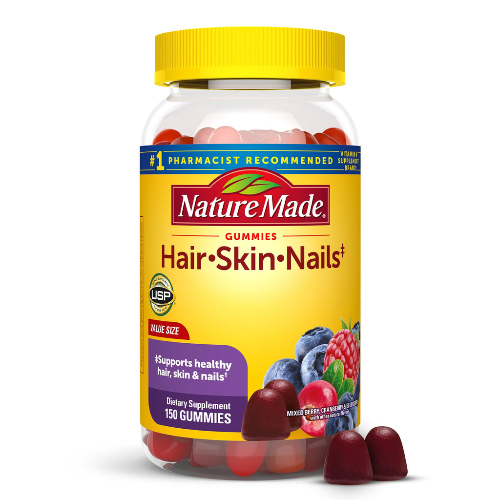 Nature Made Hair Skin and Nails with Biotin 2500 mcg, 90 Gummies | Dietary Supplement for Healthy Hair, Skin & Nails Support, Vitamin C Helps Make Collagen for Healthy Skin, 45 Day Supply