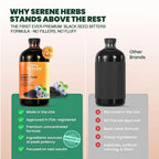 Serene Herbs Organic Black Seed Oil Bitters Liquid - Black Cumin Seed Extract, Nigella Sativa, Pure Blackseed Supplement with Thymoquinone for Immune Support & Digestion - Vegan - 16 oz