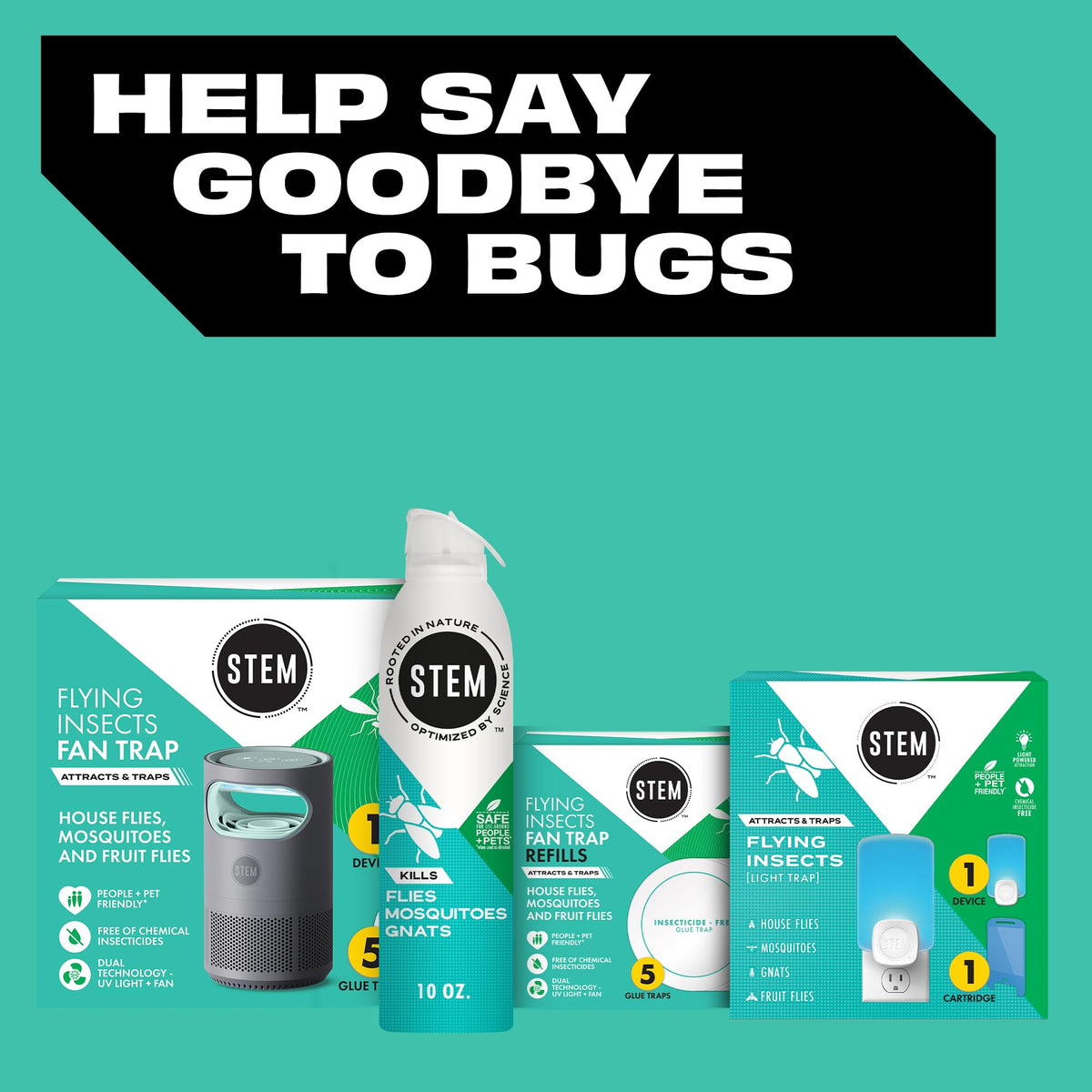 STEM Bug Spray Kills Flies, Mosquitoes, Gnats, Indoor & Outdoor, 10oz, 1pk