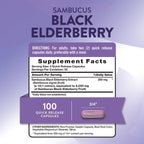 Nature's Truth Black Elderberry Capsules | 100 Count | Super Concentrated Sambucus Extract | Non-GMO and Gluten Free Supplement