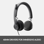 Buy now Logitech Zone 750 Wired On-Ear Headset with Advanced Noise-canceling Microphone, Simple USB-C and Included USB-A Adapter, Plug-and-Play Compatibility for All Devices at indiglob india