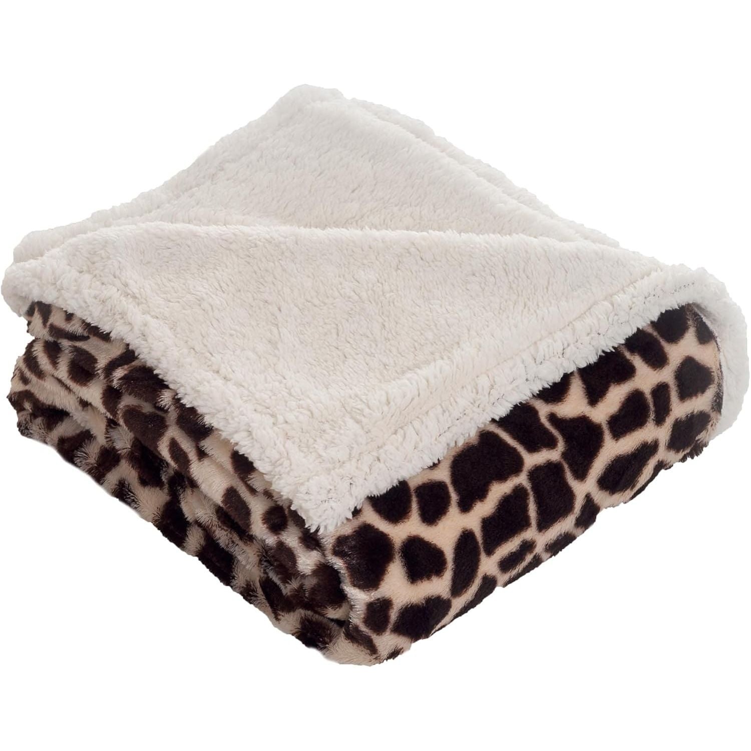 Buy now Sherpa Fleece Throw Blanket - 50x60-Inch Machine-Washable Reversible Throw - Fluffy Blankets for Couch, Chair, or Bed by Lavish Home (Leopard) Giraffe at indiglob india