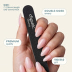 Cliganic 12 Pack Nail File Set: 180/240 Grit | Professional Emery Boards for Natural, Gel & Acrylic Nails | Washable Double Sided Kit | Cliganic 90 Days Warranty
