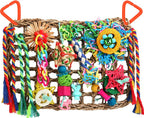 Foraging Toys for Parakeets Cockatiel Conures Lovebirds - Seagrass Wall with Various Bird Toys