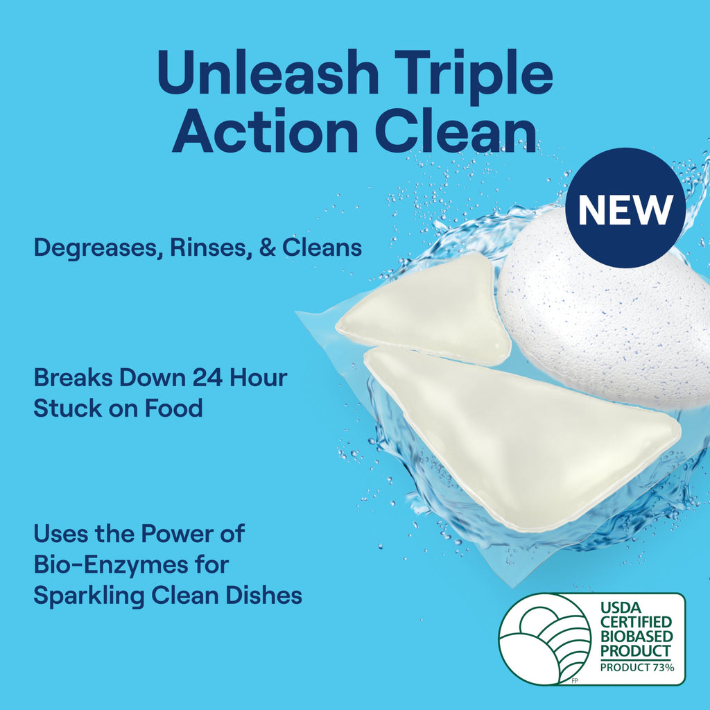 Buy now Seventh Generation Triple Action Clean Automatic Dishwasher Detergent Packs with Bio-Enzyme Power, Free & Clear, Fights 48-hour Stuck-on Food, 54 count at indiglob india