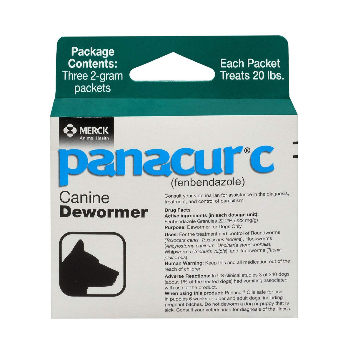 Panacur C Canine Dewormer (fenbendazole), 2 gram,White