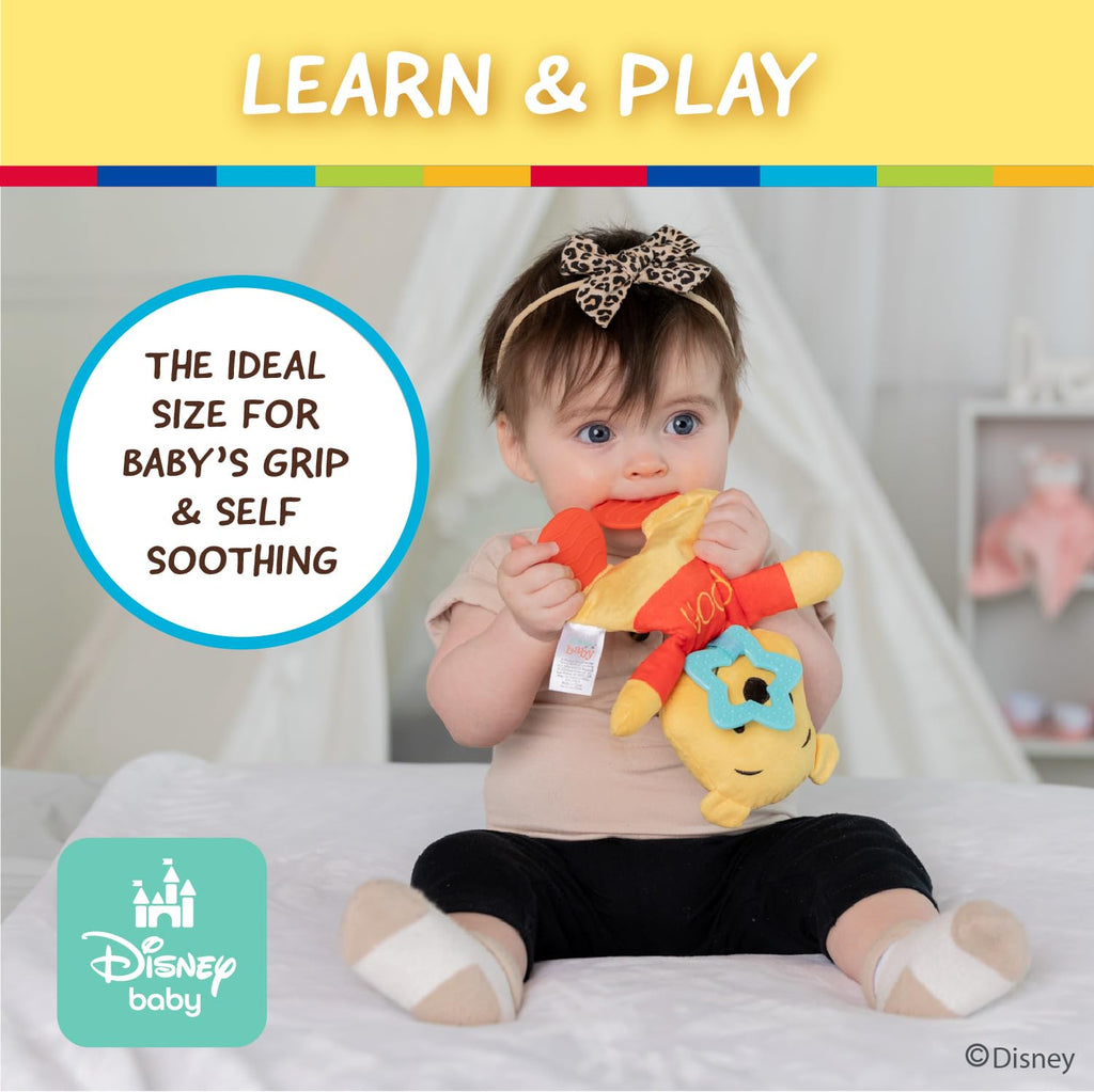 Disney Baby Winnie The Pooh Sensory Blanky with Crinkle and Teether Feet for Infant Baby Boys and Girls