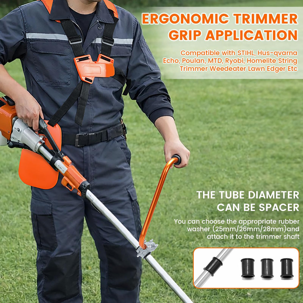Weed Eater Ergonomic Back Saver Handle Extension for Stihl Husqvarna Echo Troy Bilt Ryobi String Trimmer (Orange)