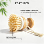Bamboo Dish Scrubber 2 Pack Kitchen Brushes for Dishes Cleaning