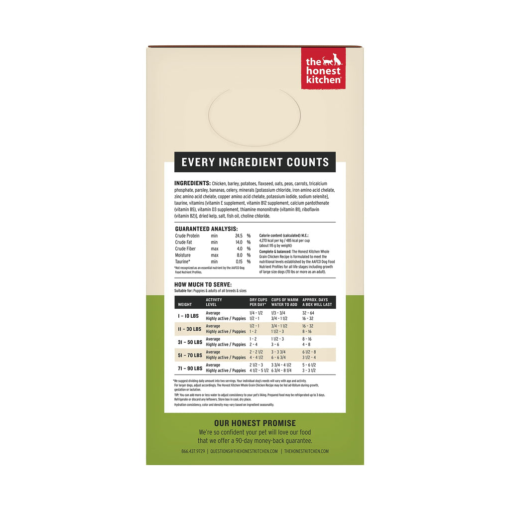 The Honest Kitchen Wholemade Whole Grain Chicken Recipe, Human Grade Dehydrated Dog Food, Just Add Water, Supports Healthy Digestion, Skin & Coat, Topper for Dry or Wet Dog Food, 4 lb Box Makes 16 lbs