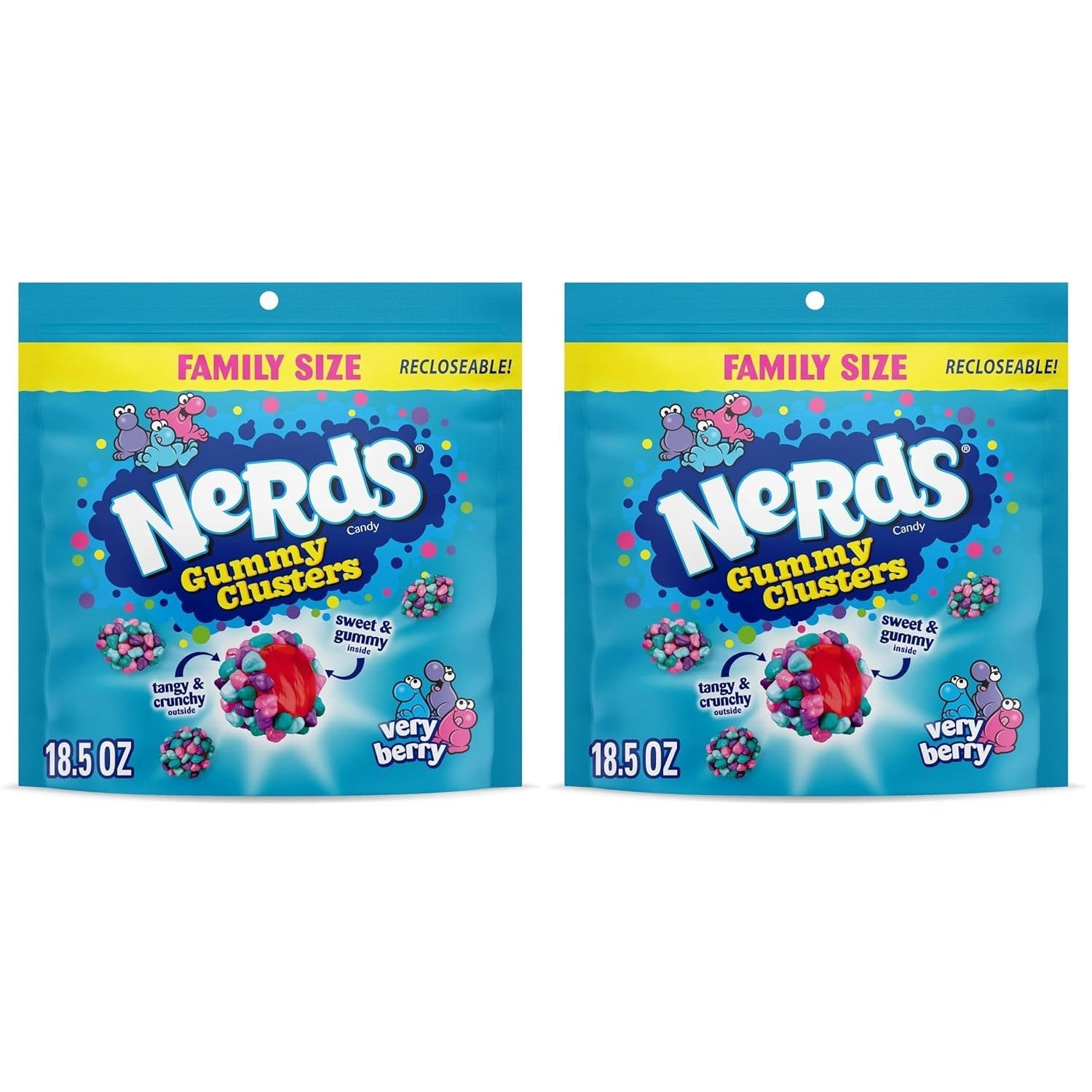 Buy now NERDS Gummy Clusters Candy, Rainbow, Crunchy and Gummy, 8 oz Very Berry 18.5 oz (Pack of 2) at indiglob india
