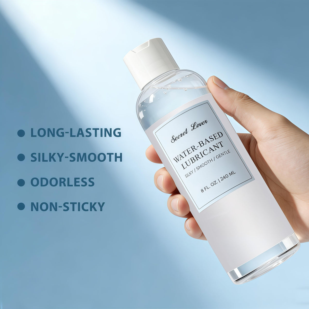 Secret Lover Water Based Lube, pH Balanced for Sensitive, Clear, 8 Fl Oz