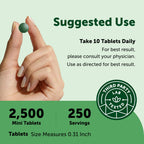 Micro Ingredients Organic Spirulina Chlorella Mini Tablets, 2,500 Tablets (8 Month Supply) | 50/50 Algae Blend | No Fillers, Non-GMO