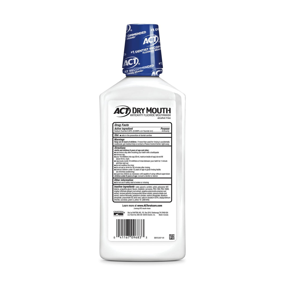 ACT Dry Mouth Anticavity Fluoride Mouthwash with Xylitol & Zero Alcohol, Soothing Mint, 33.8 fl. oz.(Pack of 3)