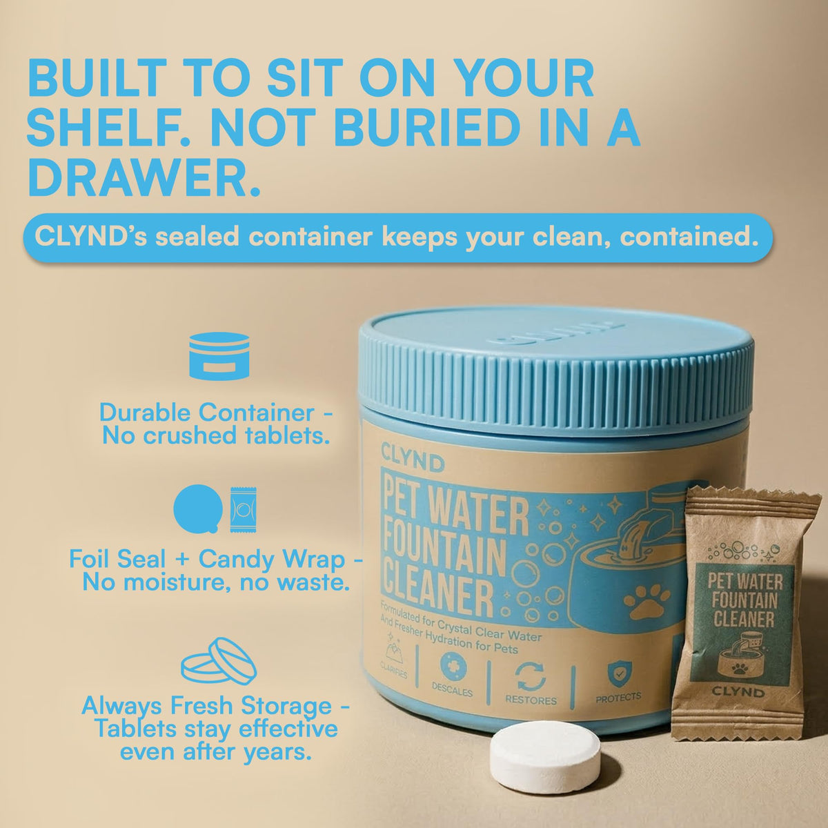 Pet Water Fountain Cleaner and Descaler Tablets 24-Pack Residue-free Fountain Cleaning Tablets for Cat and Dog Pump and Filter Maintenance, Cleaning Kit Compatible, Safe for Plastics and Metals