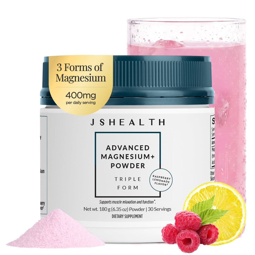 JSHealth Magnesium Supplement for Sleep. 400mg Triple-Form Glycinate | Made with Citrate, Amino Acid Chelate Developed By Nutritionist Jessica Sepel