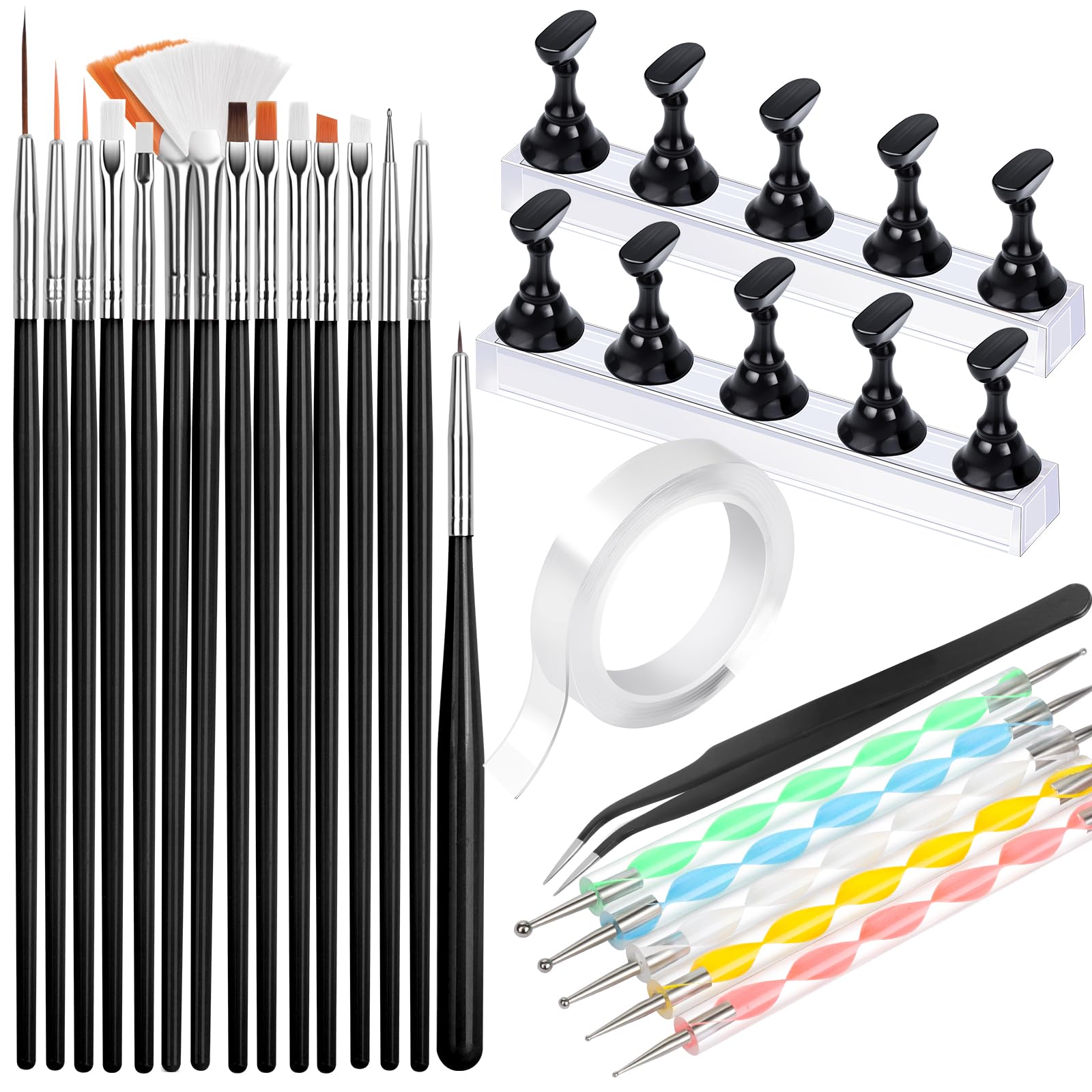 FANDAMEI Nail Art Tools, Nail Stuff, Nail Supplies, Nail Stand, Nail Brush | Nail Art Brushes, Nail Dotting Tool, Nail Stand For Press Ons, Nail Holder For Painting Nails, Nail Tools, Nail Design Tools