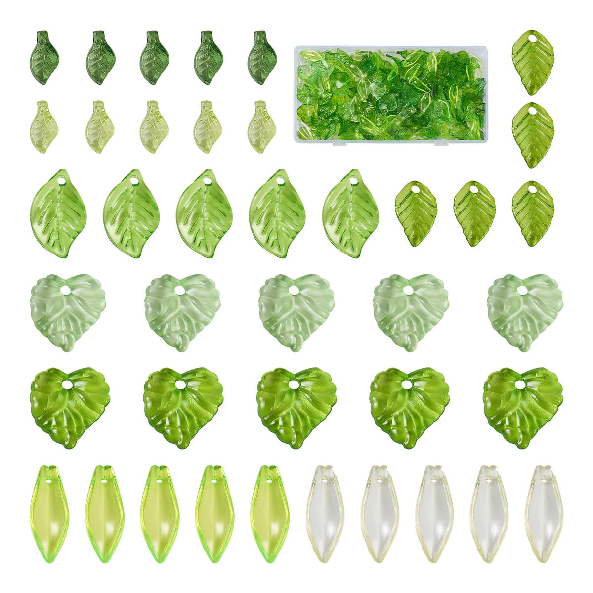 Pandahall 320 Pcs Green Acrylic Leaf Beads Transparent Maple Leaves Pendants Tiny Green Leaf Bead Caps for Jewelry Making DIY Spring Crafts Earring Bracelet