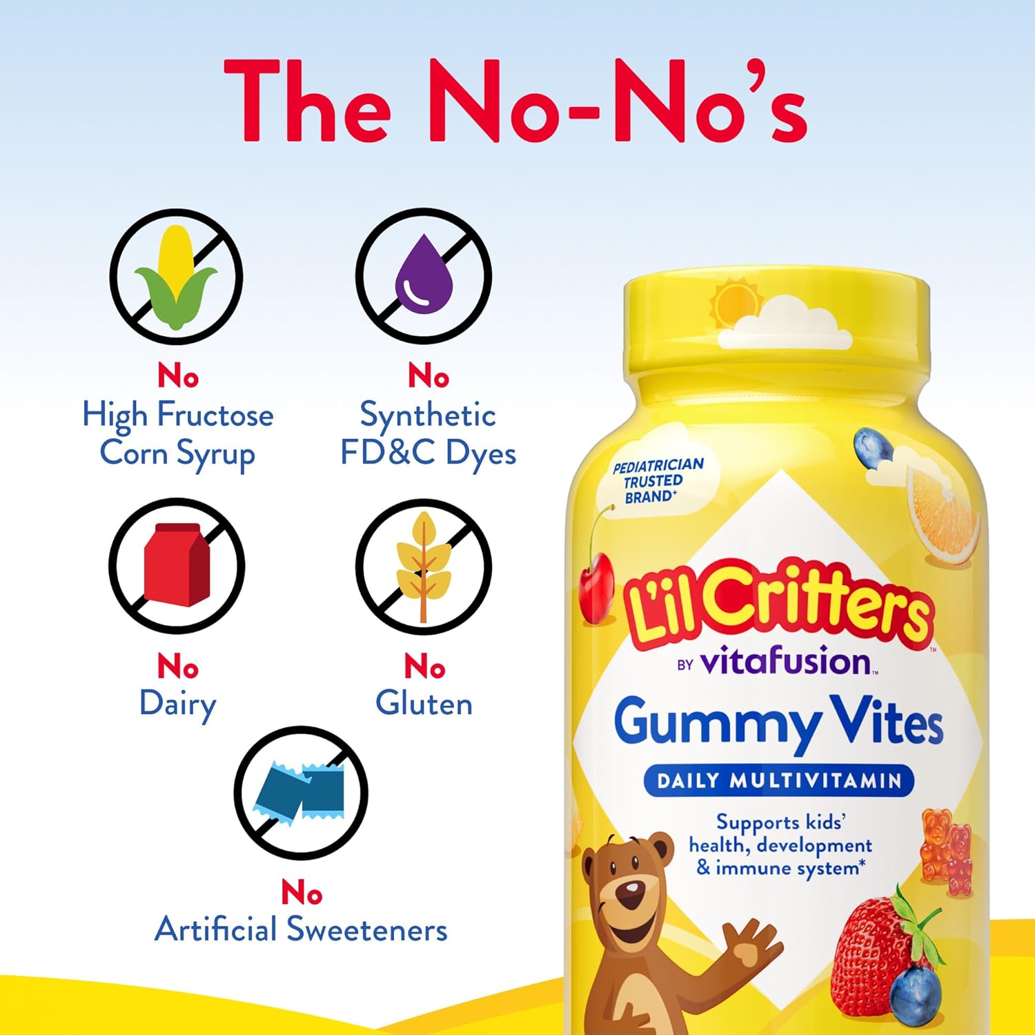 Buy now L'il Critters Gummy Vites Daily Kids Multivitamins Assorted Fruit Flavors for Ages 2+ Toddlers & Kids, Gummy Vitamin with Vitamin C and D, 95-190 Day Supply, 190 Gummies at indiglob india
